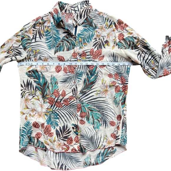 Johnny Was Workshop Cotton Basic Shirt Leaf Print Size Small - Picture 4 of 9